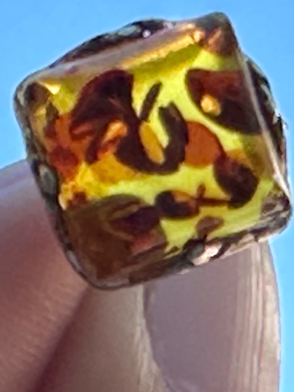 925 Sterling Silver Baltic Amber Cube Stud Earrings Honey Cognac - Picture 5 of 6